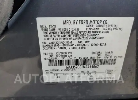 FORD ECOSPORT S 2021 vin MAJ3S2GE1MC454062 from auto auction Copart