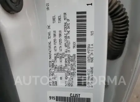 TOYOTA TUNDRA CRE 2021 vin 5TFEY5F12MX299600 from auto auction Copart