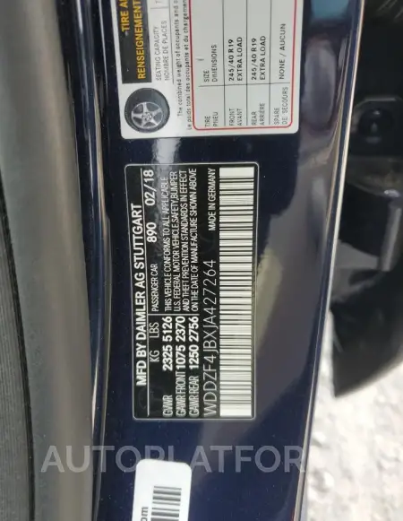 MERCEDES-BENZ E 300 2018 vin WDDZF4JBXJA427264 from auto auction Copart