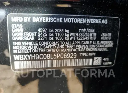 BMW X2 SDRIVE2 2020 vin WBXYH9C08L5P06929 from auto auction Copart