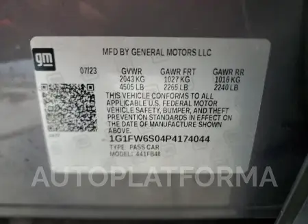 CHEVROLET BOLT EV 1L 2023 vin 1G1FW6S04P4174044 from auto auction Copart