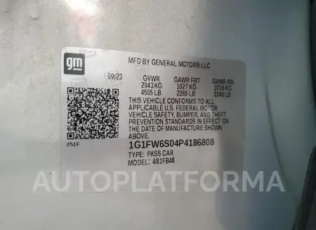 CHEVROLET BOLT EV 1L 2023 vin 1G1FW6S04P4186808 from auto auction Copart