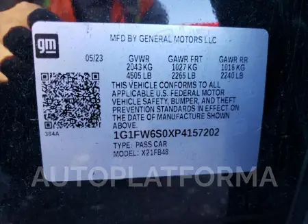 CHEVROLET BOLT EV 1L 2023 vin 1G1FW6S0XP4157202 from auto auction Copart