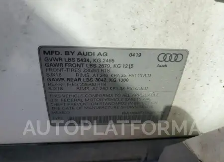 AUDI Q5 PREMIUM 2019 vin WA1ANAFY5K2097884 from auto auction Copart