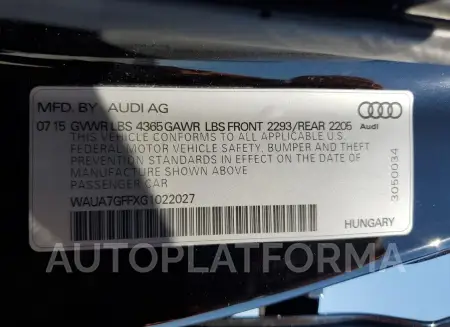 AUDI A3 PREMIUM 2016 vin WAUA7GFFXG1022027 from auto auction Copart