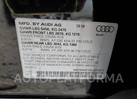 AUDI Q5 PREMIUM 2020 vin WA1BNAFY0L2029823 from auto auction Copart