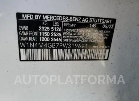 MERCEDES-BENZ GLB 250 2023 vin W1N4M4GB7PW319691 from auto auction Copart