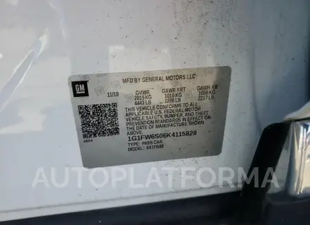 CHEVROLET BOLT EV LT 2019 vin 1G1FW6S06K4115828 from auto auction Copart