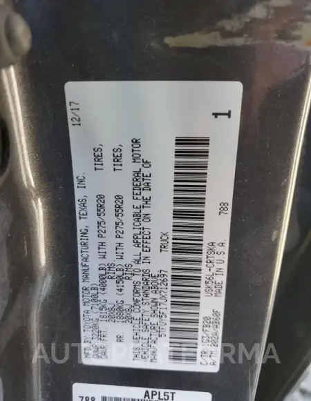 TOYOTA TUNDRA DOU 2018 vin 5TFUY5F17JX712697 from auto auction Copart