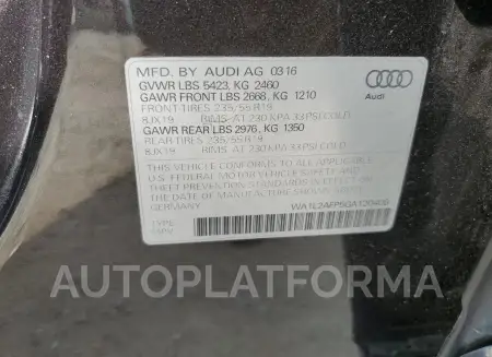 AUDI Q5 PREMIUM 2016 vin WA1L2AFP5GA120408 from auto auction Copart