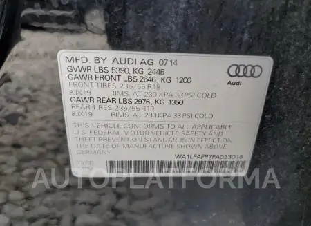 AUDI Q5 PREMIUM 2015 vin WA1LFAFP7FA023018 from auto auction Copart