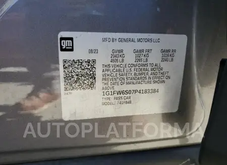 CHEVROLET BOLT EV 1L 2023 vin 1G1FW6S07P4183384 from auto auction Copart