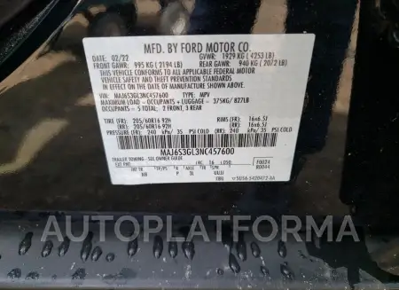 FORD ECOSPORT S 2022 vin MAJ6S3GL3NC457600 from auto auction Copart