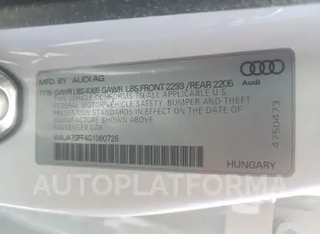 AUDI A3 PREMIUM 2016 vin WAUA7GFF4G1060725 from auto auction Copart