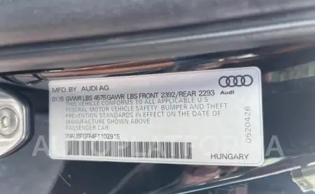 AUDI A3 PREMIUM 2015 vin WAUBFGFF4F1102915 from auto auction Copart