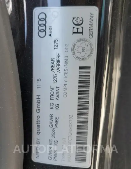 AUDI RS7 2016 vin WUAW2AFC7GN903192 from auto auction Copart