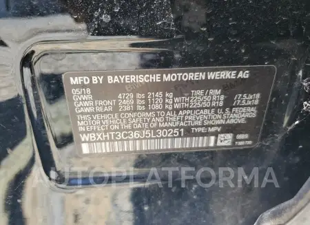 BMW X1 XDRIVE2 2018 vin WBXHT3C36J5L30251 from auto auction Copart