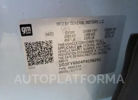 CHEVROLET BOLT EUV L 2023 vin 1G1FY6S04P4156251 from auto auction Copart