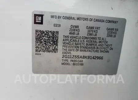 CHEVROLET IMPALA LT 2019 vin 2G11Z5SA8K9142966 from auto auction Copart