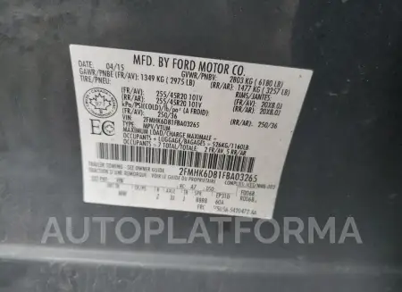 FORD FLEX LIMIT 2015 vin 2FMHK6D81FBA03265 from auto auction Copart