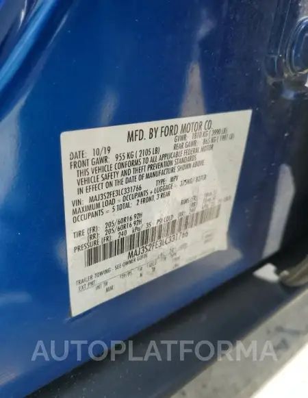 FORD ECOSPORT S 2020 vin MAJ3S2FE3LC331766 from auto auction Copart