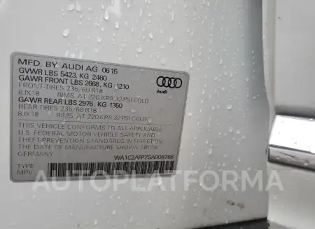 AUDI Q5 PREMIUM 2016 vin WA1C2AFP7GA008788 from auto auction Copart