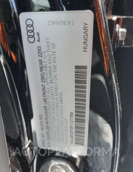 AUDI A3 PREMIUM 2015 vin WAUBFGFF3F1127756 from auto auction Copart