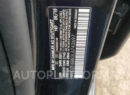 MERCEDES-BENZ E AMG 53 4 2020 vin WDDZF6BB3LA743697 from auto auction Copart