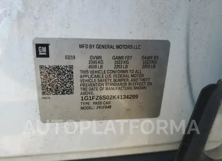 CHEVROLET BOLT EV PR 2019 vin 1G1FZ6S02K4134299 from auto auction Copart