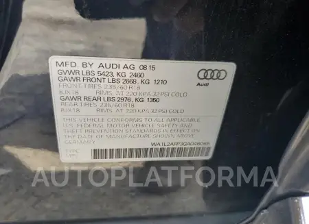 AUDI Q5 PREMIUM 2016 vin WA1L2AFP3GA046065 from auto auction Copart