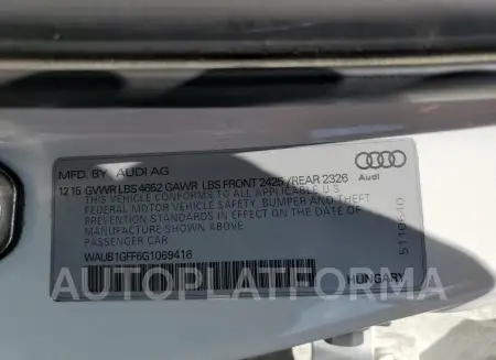 AUDI S3 PREMIUM 2016 vin WAUB1GFF6G1069416 from auto auction Copart