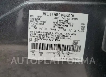 FORD EDGE SE 2018 vin 2FMPK3G94JBB10690 from auto auction Copart