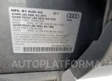 AUDI Q5 PREMIUM 2018 vin WA1BNAFY5J2016711 from auto auction Copart