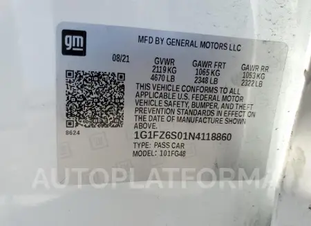 CHEVROLET BOLT EUV P 2022 vin 1G1FZ6S01N4118860 from auto auction Copart