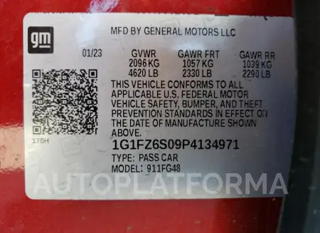 CHEVROLET BOLT EUV P 2023 vin 1G1FZ6S09P4134971 from auto auction Copart