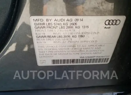 AUDI Q5 TDI PRE 2015 vin WA1CMAFP1FA044727 from auto auction Copart