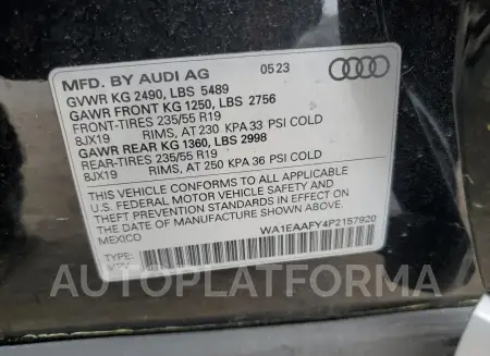 AUDI Q5 PREMIUM 2023 vin WA1EAAFY4P2157920 from auto auction Copart