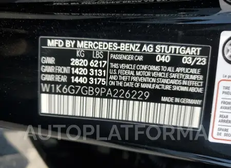 MERCEDES-BENZ S 580 4MAT 2023 vin W1K6G7GB9PA226229 from auto auction Copart