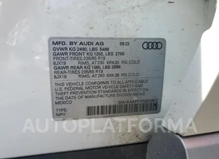 AUDI Q5 PREMIUM 2023 vin WA1EAAFY1P2032812 from auto auction Copart