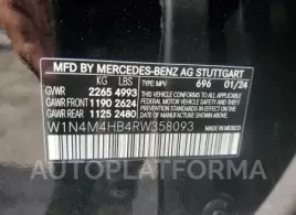 MERCEDES-BENZ GLB 250 4M 2024 vin W1N4M4HB4RW358093 from auto auction Copart