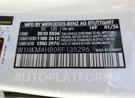 MERCEDES-BENZ GLC 300 4M 2024 vin W1NKM4HB0RF135296 from auto auction Copart