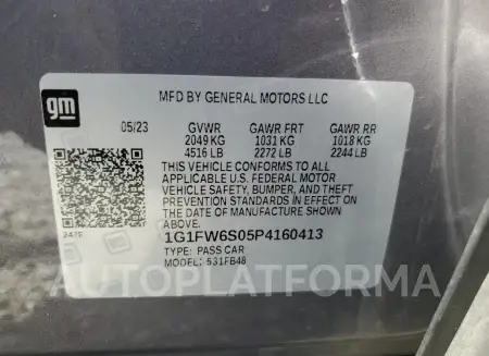 CHEVROLET BOLT EV 1L 2023 vin 1G1FW6S05P4160413 from auto auction Copart