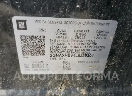 CHEVROLET EQUINOX LS 2020 vin 2GNAXHEV4L6229304 from auto auction Copart