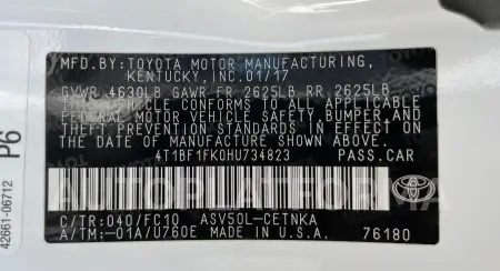 TOYOTA CAMRY LE 2017 vin 4T1BF1FK0HU734823 from auto auction Copart