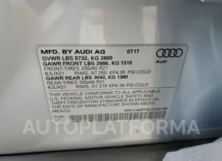 AUDI SQ5 PRESTI 2018 vin WA1C4AFY8J2025796 from auto auction Copart