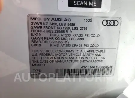 AUDI Q5 PREMIUM 2024 vin WA1EAAFY9R2038036 from auto auction Copart