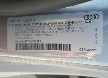 AUDI A7 PRESTIG 2017 vin WAU22AFC7HN060489 from auto auction Copart