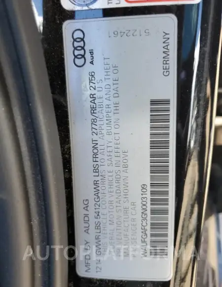 AUDI A6 PREMIUM 2016 vin WAUFGAFC3GN003109 from auto auction Copart