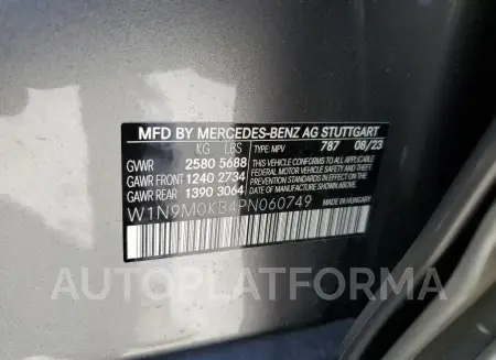 MERCEDES-BENZ EQB 300 4M 2023 vin W1N9M0KB4PN060749 from auto auction Copart