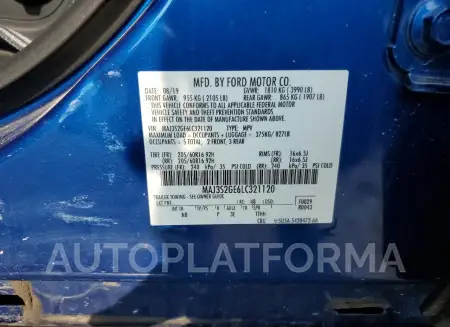 FORD ECOSPORT S 2020 vin MAJ3S2GE6LC321120 from auto auction Copart